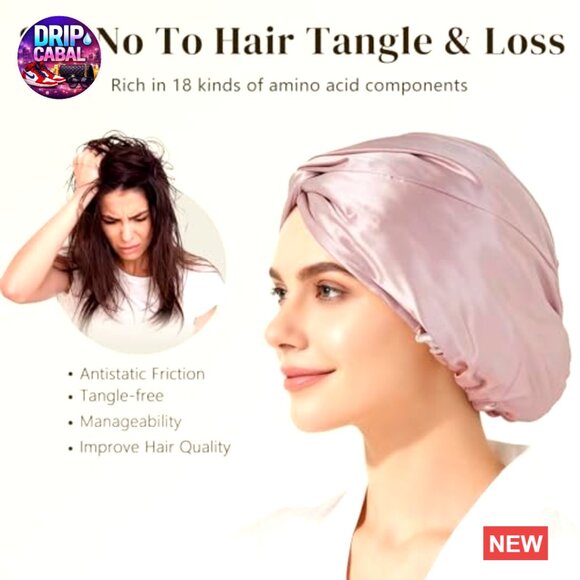 Silk Bonnet for Sleeping Hair Care Adjustable Elastic Wrap Elegant Minimal main image 6